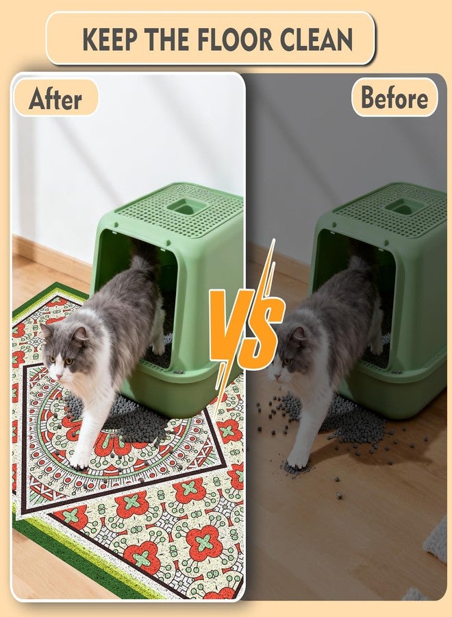 BLESWIN Extra Large Cat Litter Mat 30"x24",Heavy-Duty Litter Rug Catcher with Deep Textured Surface,Non-Slip Kitty Litter Mat Waterproof & Easy Clean, Ideal for Multiple Cats, Beige - Image 3